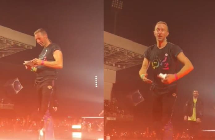Chris Martin faz “chá revelação” durante show do Coldplay em Curitiba